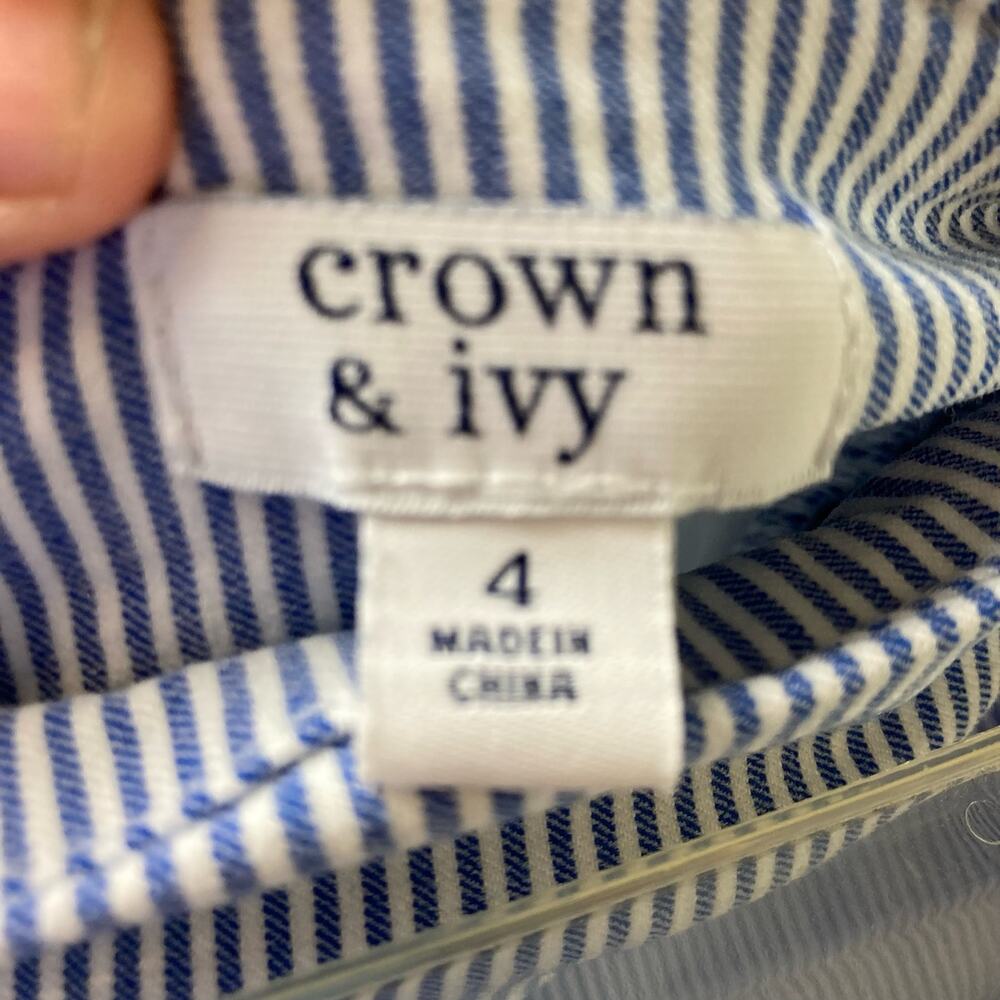 Crown & Ivy Pin Striped Skort with Ribbon Bric Brac Accent Size 4 - Picture 4 of 6
